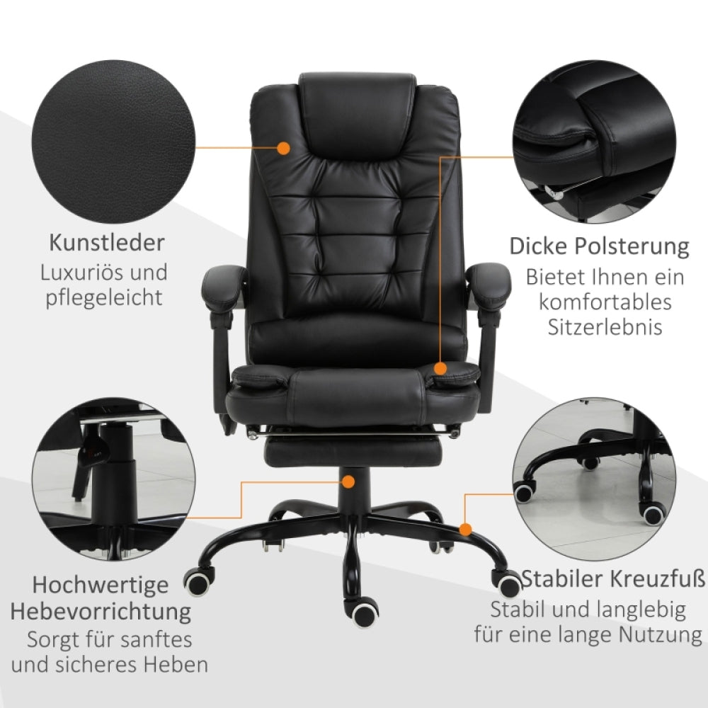 Bureaustoel – Ergonomische Stoel – Office Chair – Gamingstoel – Draaistoel – Verstelbare Hoogte – Geïntegreerd Massagepunten & Voetensteun – Stabiel Metalen Frame & Lendensteun