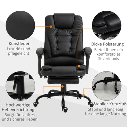 Bureaustoel – Ergonomische Stoel – Office Chair – Gamingstoel – Draaistoel – Verstelbare Hoogte – Geïntegreerd Massagepunten & Voetensteun – Stabiel Metalen Frame & Lendensteun