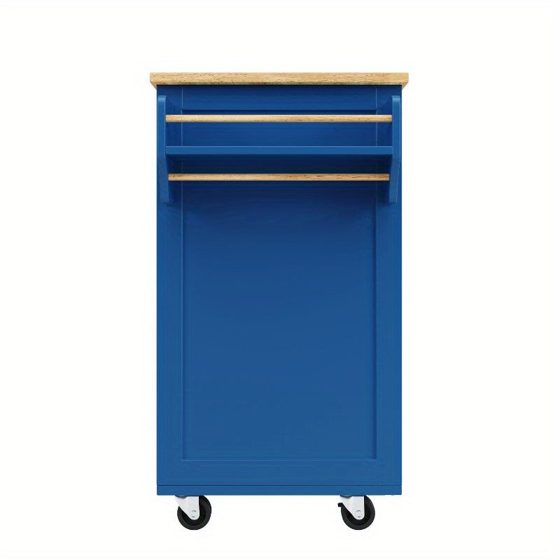 Keukeneiland – Keukenwagen – Keukentrolley – Buffetkast – Opbergkast – Blauw Met Houtnerf – 102x45x92 cm – Duurzaam Met Metaalframe