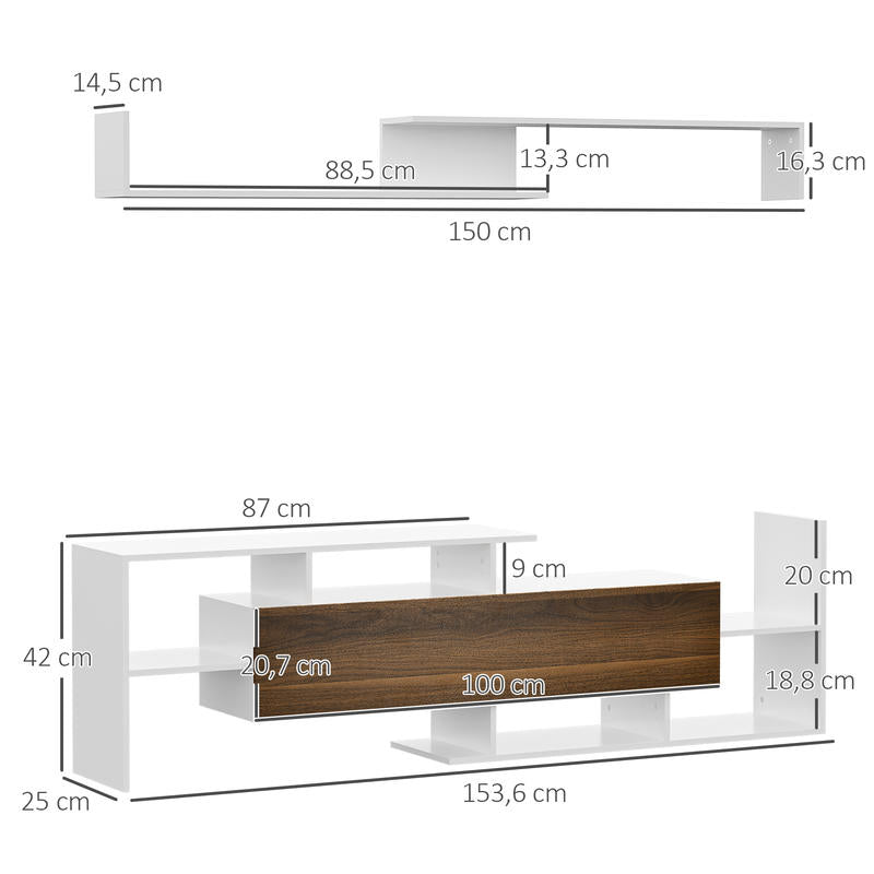 Tv-meubel – Tv-kast – Wandmeubel – Zwevend – Lowboard – Hoogwaardig Hardhout – Ruimtebesparend Zwevend Design