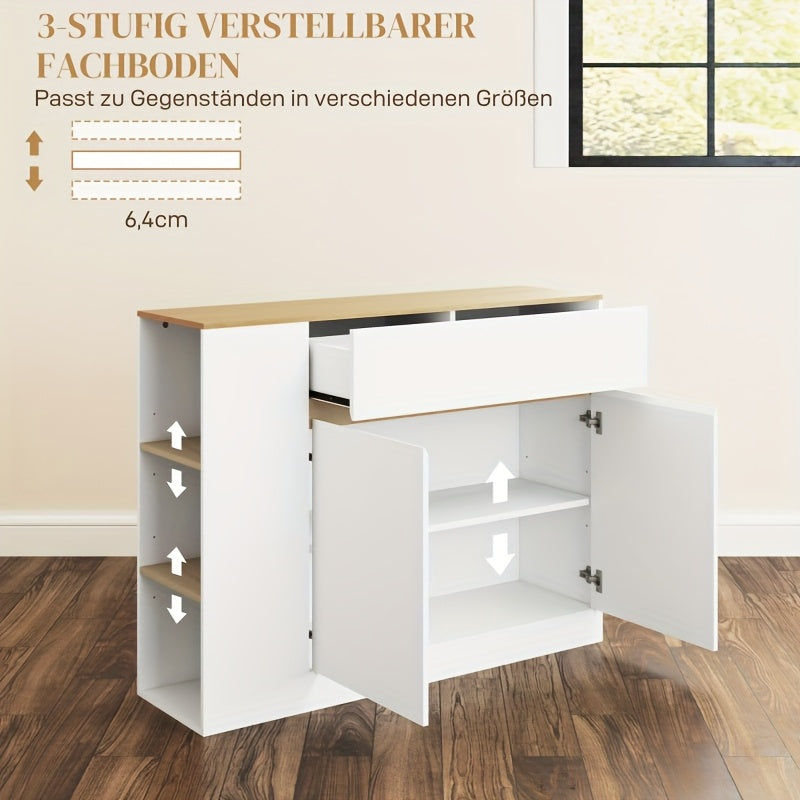 Opbergkast – Keukenkast – Ladekast – Kast – Opbergmeubel – Verstelbare Lades – Kantelbeveiliging – Wit – 68,5 cm Hoog – 3,2 Kubieke Voet Opbergruimte