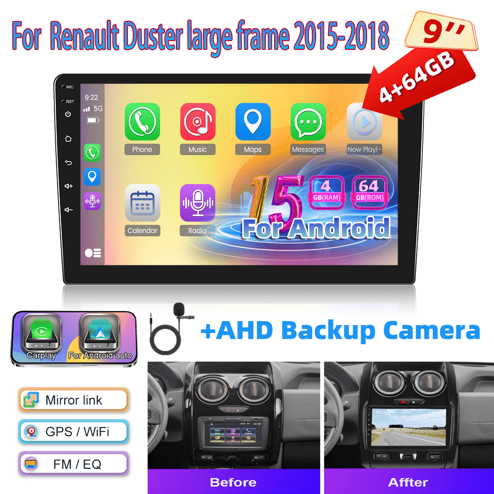 Autoradio – Autoradio Android – Autoradio DAB+ – Autoradio Bluetooth – Auto Multimedia Radio – 9 Inch IPS Touchscreen – Draadloze CarPlay & Android Auto – AHD Achteruitrijcamera & GPS Navigatie