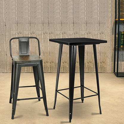 60x60cm Commercial Bar Table, Height 110cm - Heavy-Duty Metal Counter Suitable for Cafes, Pubs and Food Trolleys Events and Pop-Up Bars