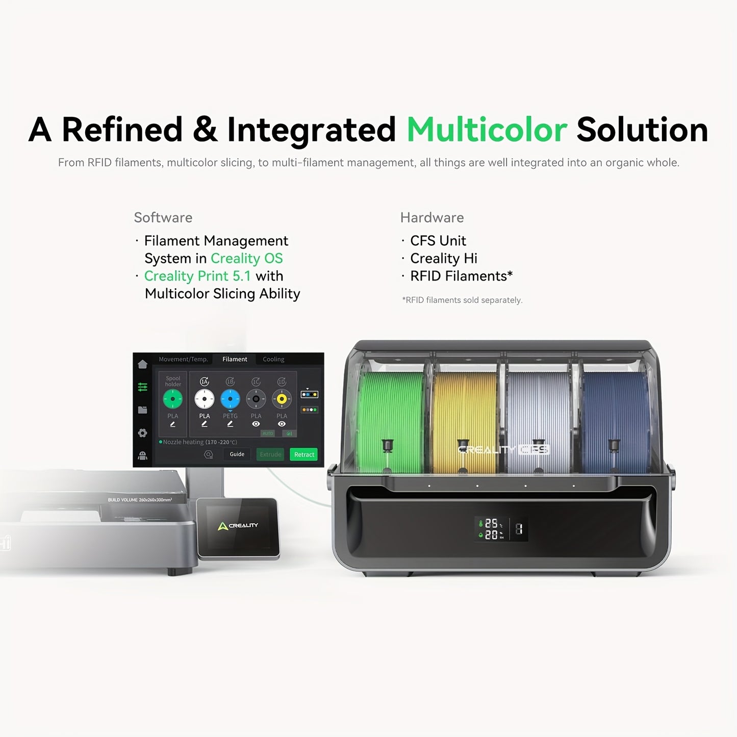 3D-printer – 3D Printer – 3D Printmachine – 3D Afdrukapparaat – Multi-Kleur 3D Printer – 16-Kleuren CFS-systeem – Supersnel 500mm/s Printen – Automatisch Nivelleren & Camera