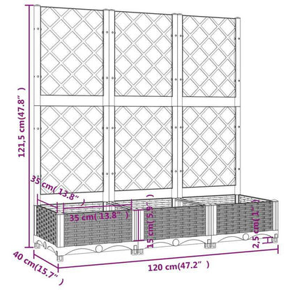 Plantenbak Met Rankgitter – Tuinbak – Klimplantbak – Balkonbak – Buitenbloembak – Wit – Weerbestendig Kunststof – 120x40x121,5 Cm