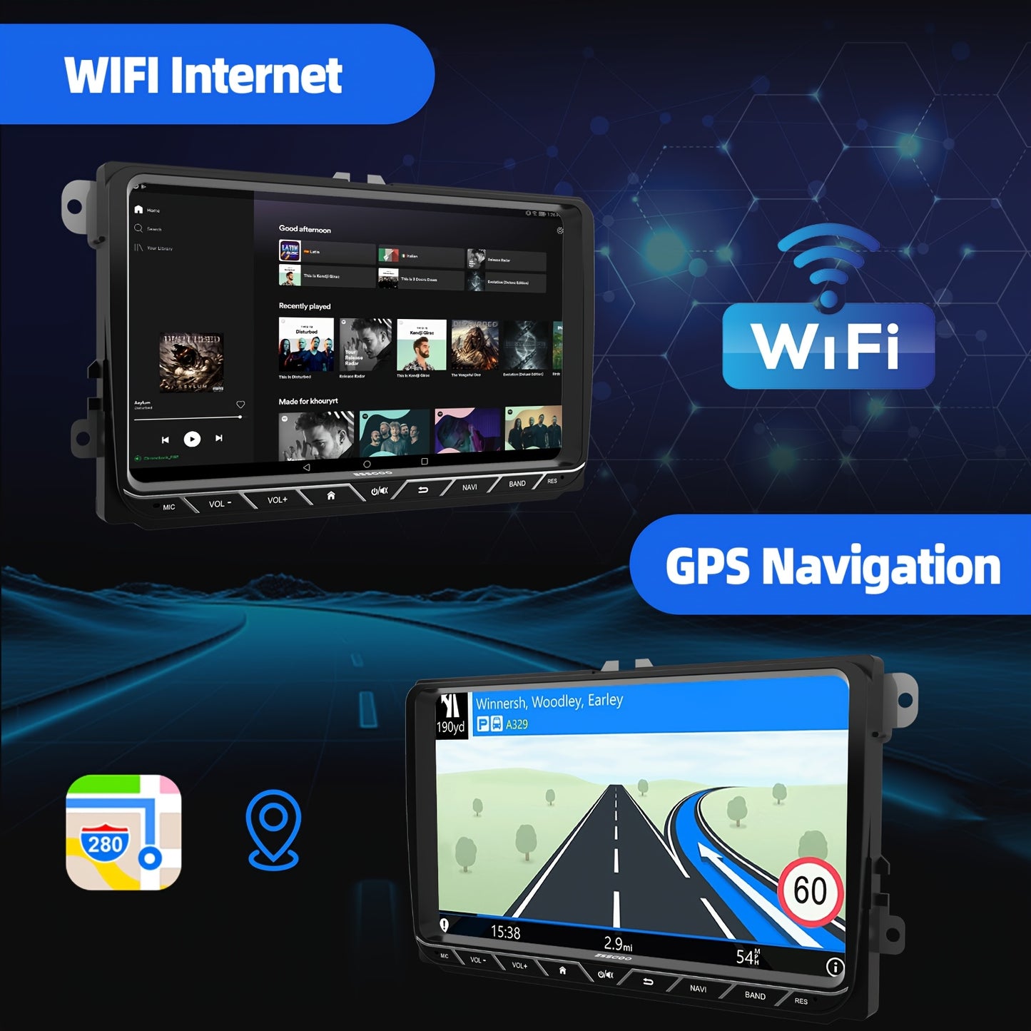 Multifunctionele 9 inch autoradio – Android car stereo – Multimedia speler – GPS navigatie – Carplay auto radio – Met DAB+ adapter en microfoon – IPS touchscreen – 4GB RAM 64GB opslag