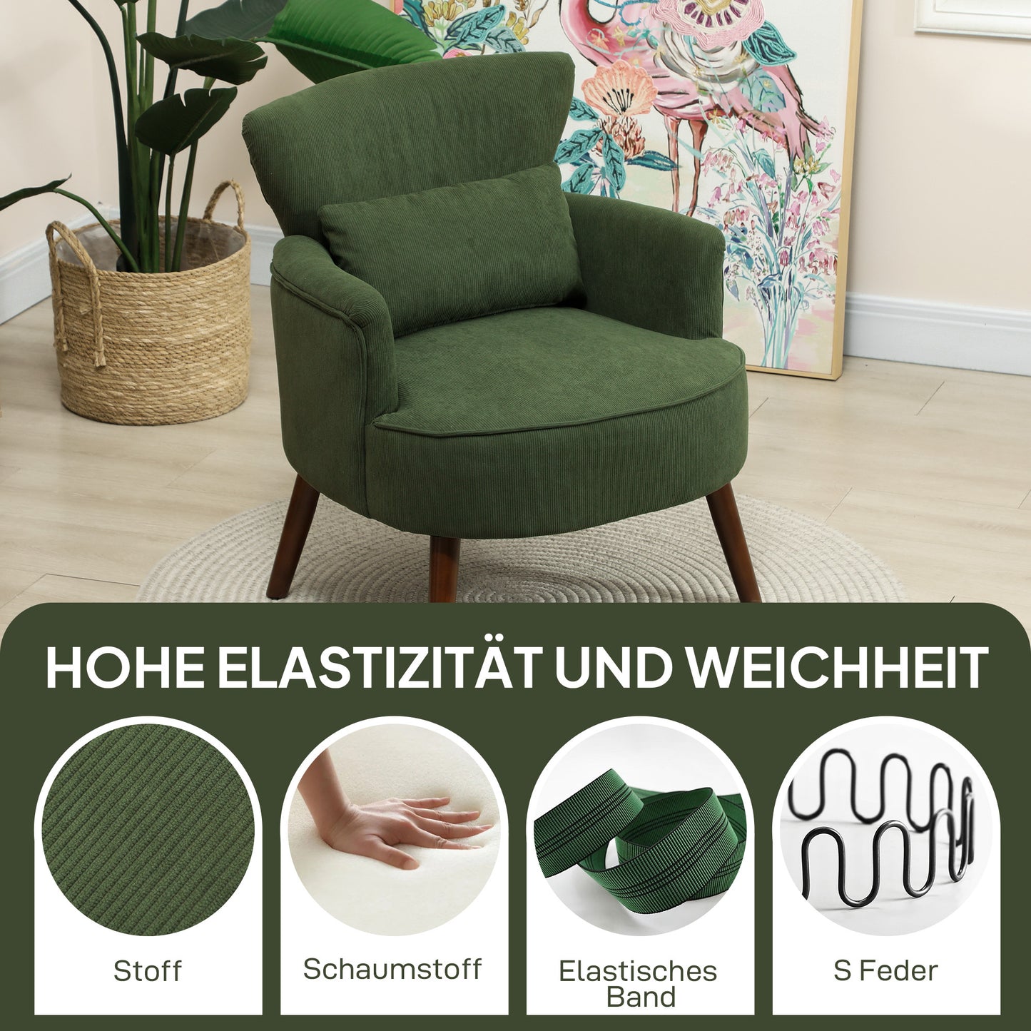 Fauteuil – Zitzak – Accentstoel – Relaxfauteuil – Lezenstoel – Groen – Verstelbaar Lendenkussen – Elektrisch Onafhankelijk