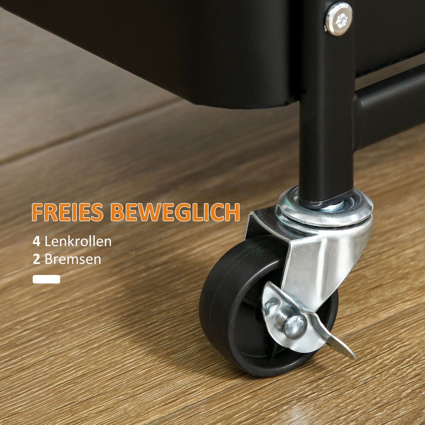 Keukentrolley – Keukenwagen – Serveerwagen – Opbergtrolley – Rolwagen – Met Handdoekhouder – 3 Ruime Mandjes – Stalen Frame Zwart