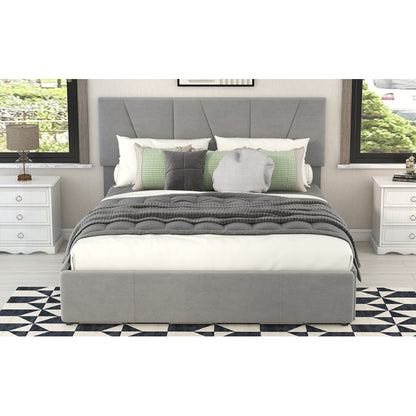 Double/Full Size Upholstered Platform Bed Frame with 4-Side Storage Drawers & Adjustable Headboard - Low-Profile Modern Bed, / Fabric, Metal/MDF Frame, No Box Spring Needed, Fits Twin to King Mattresses (Assembly Required)