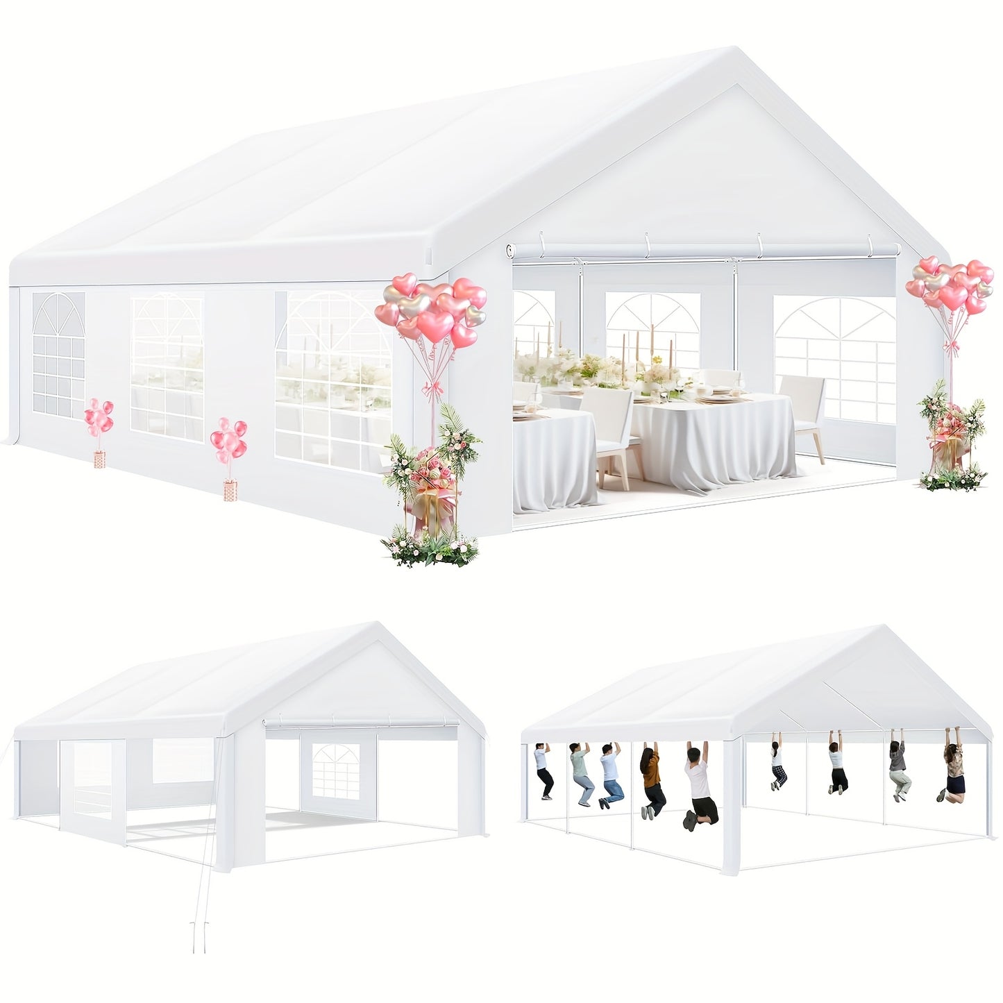 Partytent – Tuintent – Paviljoen – Feesttent – Evenemententent – 6x6 Meter – Aluminium Frame – Waterdicht UV50+ Met Afneembare Zijwanden