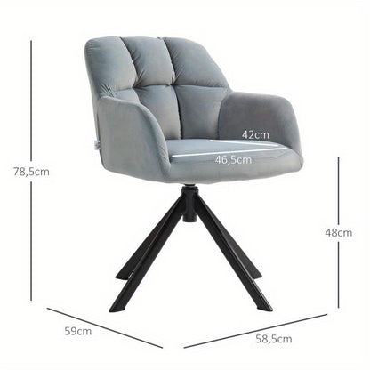 Draaifauteuil – Fauteuil – Loungestoel – Relaxstoel – Zithoekstoel – Grijze Velvet Bekleding – 360 Graden Draaibaar – Metalen Pootjes