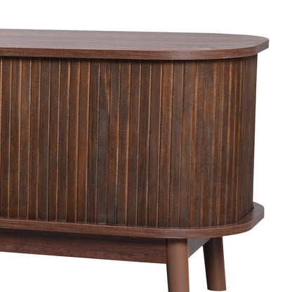 TV Cabinet - Natural Mixed Wood TV Cabinet with Doors And Drawers. TV Cabinet with Rattan Edges. Natural Country House Style