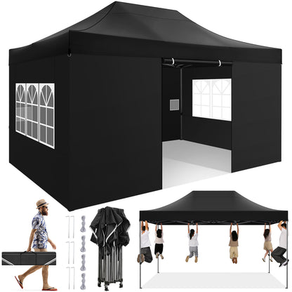 3x4.5m Heavy Duty Pop Up Canopy Tent with 3 Adjustable Heights (2.5-4.5m) - Instant Setup Outdoor Canopy, Portable Shelter for Parties, Weddings, Markets, Events - Sturdy Frame, Easy Assembly, Ideal for Home, Commercial & Out