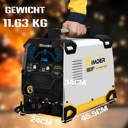 Lasapparaat – Mig Lasmachine – Mig Mag Lasser – Elektrode Lasapparaat – Plasma Snijder – 200A Inverter – 10-in-1 Multi-Process Met Puls MIG & Plasma Snijfunctie