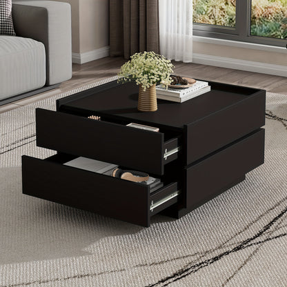 Functional Coffee Table For The Living Room, 360° Swivelling, Swivelling Table Top With 2 Shelves And Storage Space, Black Living Room Side Table Frame, 60*60*38 Cm