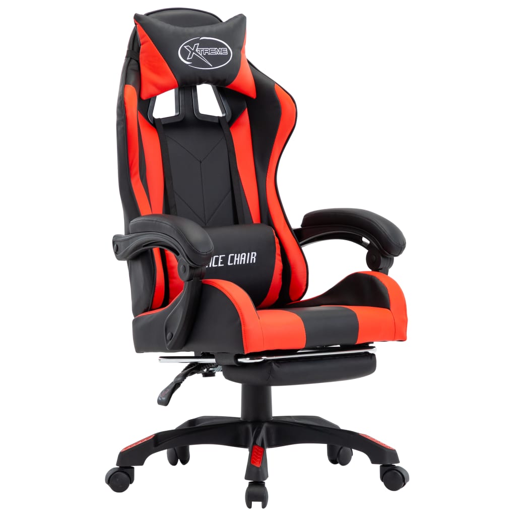 Bureaustoel – Bureaustoelen – Gamingstoel – Kantoorstoel – Racing Chair – Verstelbare Rugleuning – Inklapbare Voetensteun – Kunstleer – Rood/Zwart
