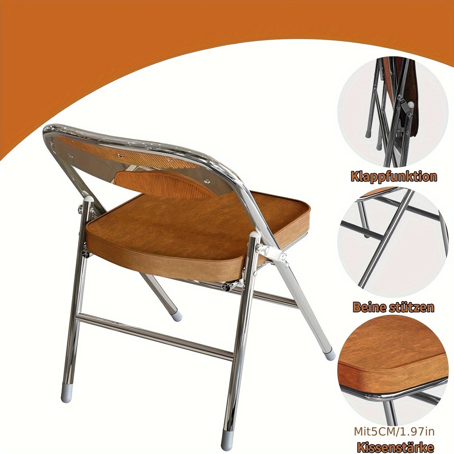 1pc Corduroy Dining Chair, Brown Comfortable Conference Chair, Modern Living Room Chair, Split Back, Metal Frame, Office Computer Chair, Load-bearing 150kg, Conference Seating, Home Dining Chair, Split Back Design, Corduroy U