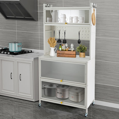Heavy-Duty Mobile Storage Cabinet – Opbergkast – Organizer Rek – Stellingkast – Opbergsysteem – Carbon Stalen Constructie – 199,58 KG Draagvermogen – Witte Kleur