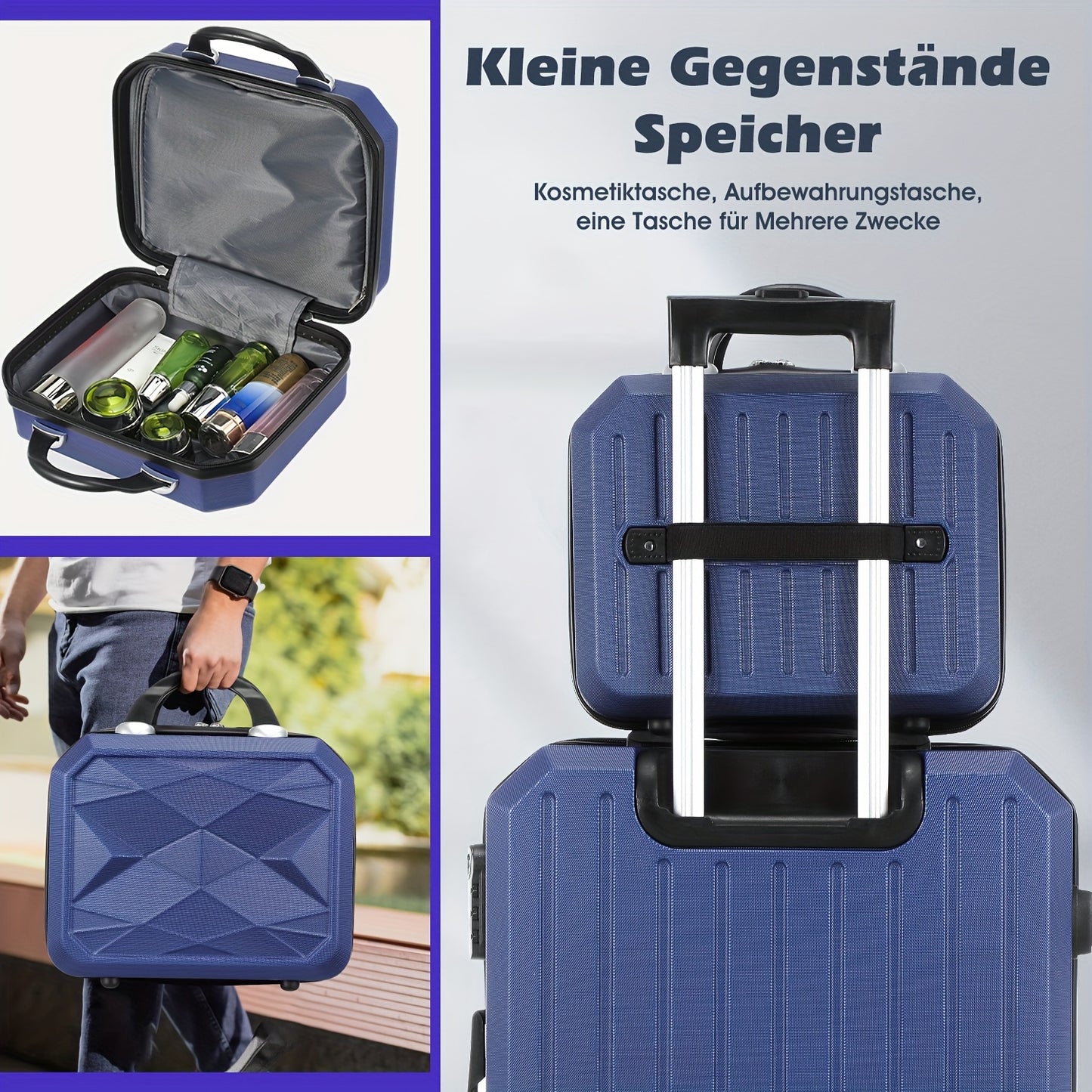 Kofferset – Harde Koffer – Spinner Koffer – Reiskoffer – Trolley Koffer – ABS Materiaal – TSA Slot – Blauw