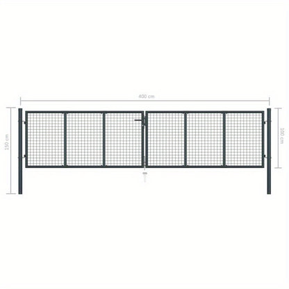 Gaaspoort – Tuinpoort – Afsluitingspoort – Accessoirepoort – Antraciet – Gegalvaniseerd Staal – 400x150 cm – Roest- En Corrosiebestendig