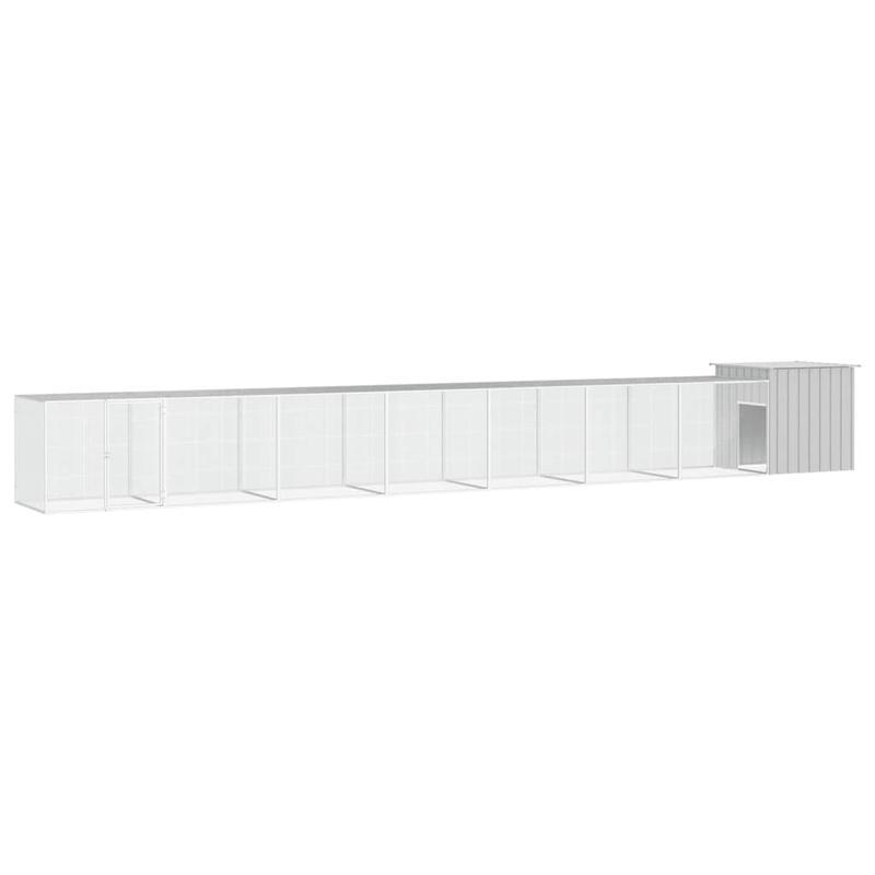 Kippenren – Kippenhok – Pluimveebehuizing – Kippenkooi – Hekwerk – Grijs – Gegalvaniseerd Staal – Extra Robuust – Ruim 700x91x100 cm