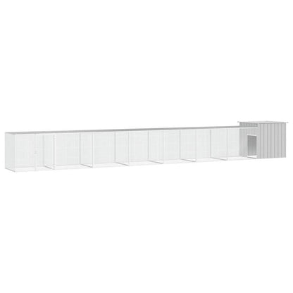 Kippenren – Kippenhok – Pluimveebehuizing – Kippenkooi – Hekwerk – Grijs – Gegalvaniseerd Staal – Extra Robuust – Ruim 700x91x100 cm