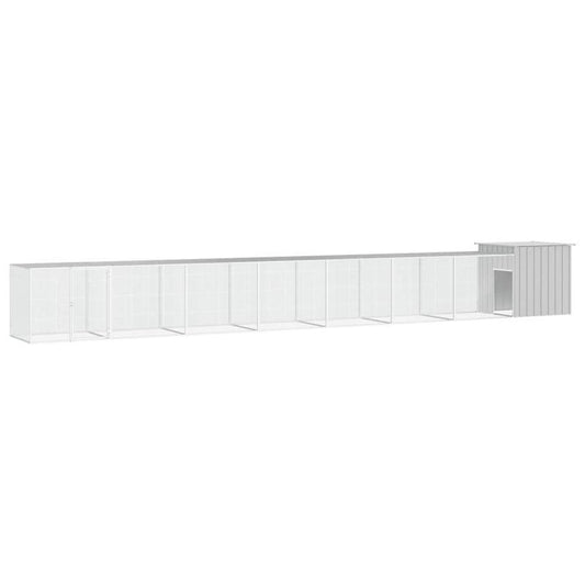 Kippenren – Kippenhok – Pluimveebehuizing – Kippenkooi – Hekwerk – Grijs – Gegalvaniseerd Staal – Extra Robuust – Ruim 700x91x100 cm