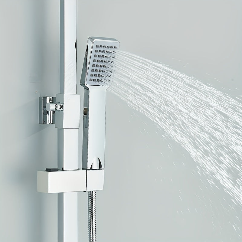 Regendouche Set – Douchekop – Handdouche – Douchekraan – Douchekraan Met Dubbele Hendel – Roestvrij Staal – Ultradunne Regendouche – Moderne Wandmontage