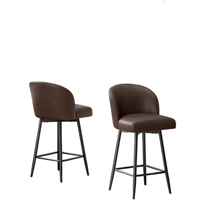 Barkrukken – Barkruk – Barstoel – Counter Stool – Keukenkruk – Set Van 2 – PU Leren Zitting Met Memory Foam – 360° Draaibaar Met Metalen Frame – Zithoogte 66 cm – Hoog Rugleuning