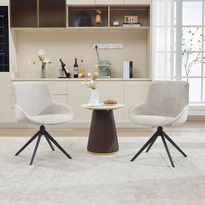 Draaibare Eetkamerstoelen – Eetkamerstoelen – Keukenstoelen – Stoelen – Zithoekstoelen – Witte Polyester Bekleding – Stevig Metalen Frame – Set van 2