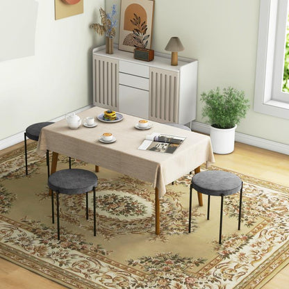 Eetkamerstoel – Stoel – Kuipstoel – Dinerstoel – Keukenstoel – Set Van 4 – Grijs Velours – Stapelbaar – Comfortabele Gevoerde Zitting – Donkerbruine Poten