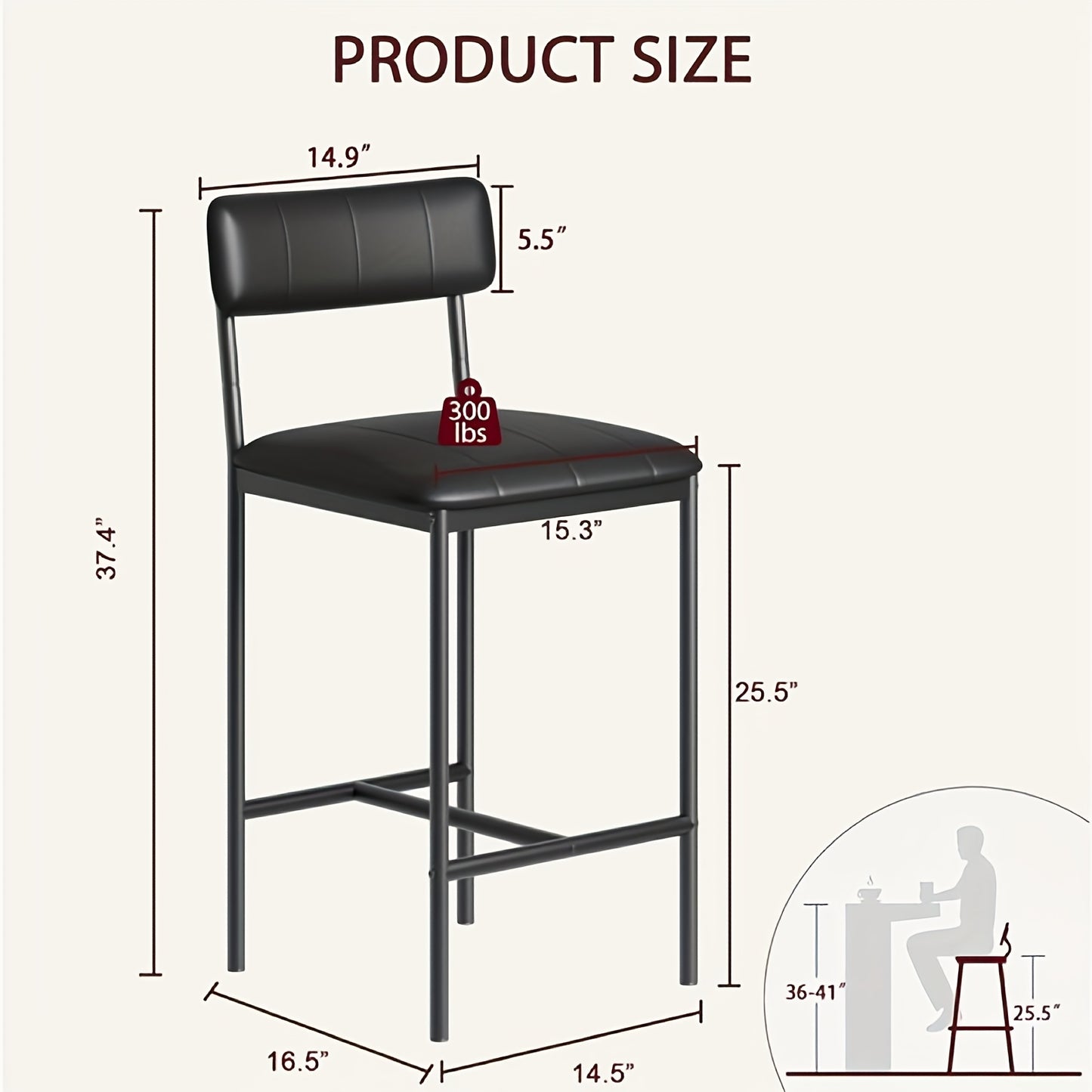 Barstoelen – Barkrukken – Keukenstoelen – Hoge Stoelen – Counterstoelen – Set Van 2 – Kunstleren Bekleding – Met Voetensteun