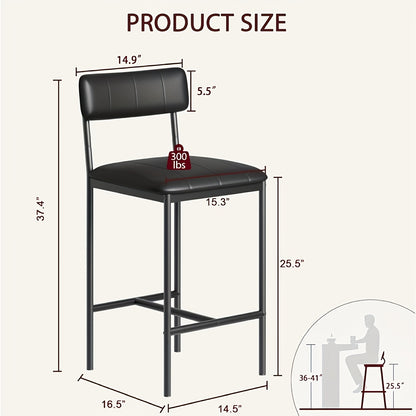 Barstoelen – Barkrukken – Keukenstoelen – Hoge Stoelen – Counterstoelen – Set Van 2 – Kunstleren Bekleding – Met Voetensteun