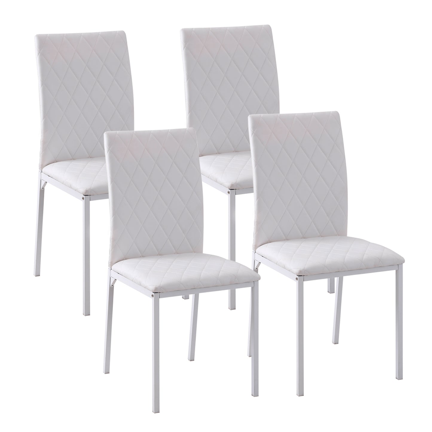 Eetkamerstoel – Keukenstoel – Stoel Met Rugleuning – Kunstleren Stoel – Metalen Poot Stoel – Set Van 4 – Comfortabele Rugleuning – Vlekbestendig Kunstleer