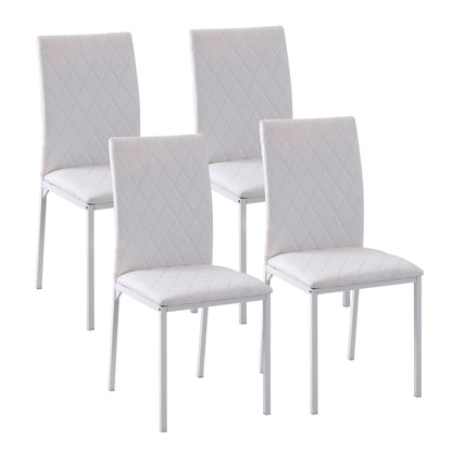 Eetkamerstoel – Keukenstoel – Stoel Met Rugleuning – Kunstleren Stoel – Metalen Poot Stoel – Set Van 4 – Comfortabele Rugleuning – Vlekbestendig Kunstleer
