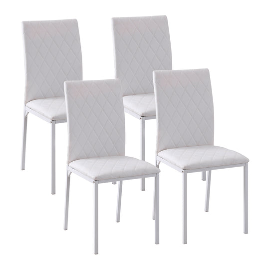 Eetkamerstoel – Keukenstoel – Stoel Met Rugleuning – Kunstleren Stoel – Metalen Poot Stoel – Set Van 4 – Comfortabele Rugleuning – Vlekbestendig Kunstleer