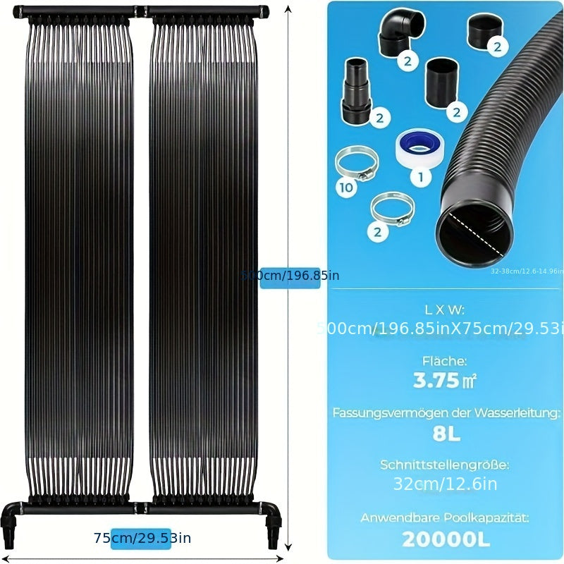 Zonnecollector Zwembad – Zwembadverwarmer – Solar Verwarming – Zwembadverwarming – Zwembad Warmtecollector – 600x75 cm – UV-bestendig PE-Materiaal – Geschikt Voor Zwembaden Tot 24.000 Liter