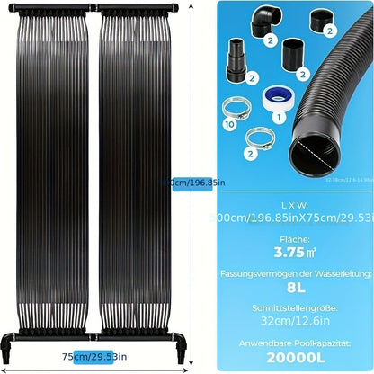 Zonnecollector Zwembad – Zwembadverwarmer – Solar Verwarming – Zwembadverwarming – Zwembad Warmtecollector – 600x75 cm – UV-bestendig PE-Materiaal – Geschikt Voor Zwembaden Tot 24.000 Liter