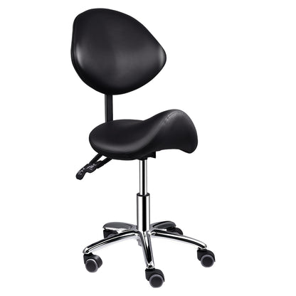 Werkkruk Zadelkruk Kruk Met Wieltjes Salonkruk Verstelbare Zadelstoel – Ergonomisch Zadelontwerp – Verstelbare Hoogte 52-68 cm – Stevige Zwenkwieltjes – Zwart/Wit