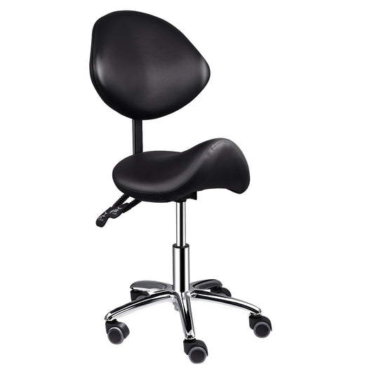 Werkkruk Zadelkruk Kruk Met Wieltjes Salonkruk Verstelbare Zadelstoel – Ergonomisch Zadelontwerp – Verstelbare Hoogte 52-68 cm – Stevige Zwenkwieltjes – Zwart/Wit