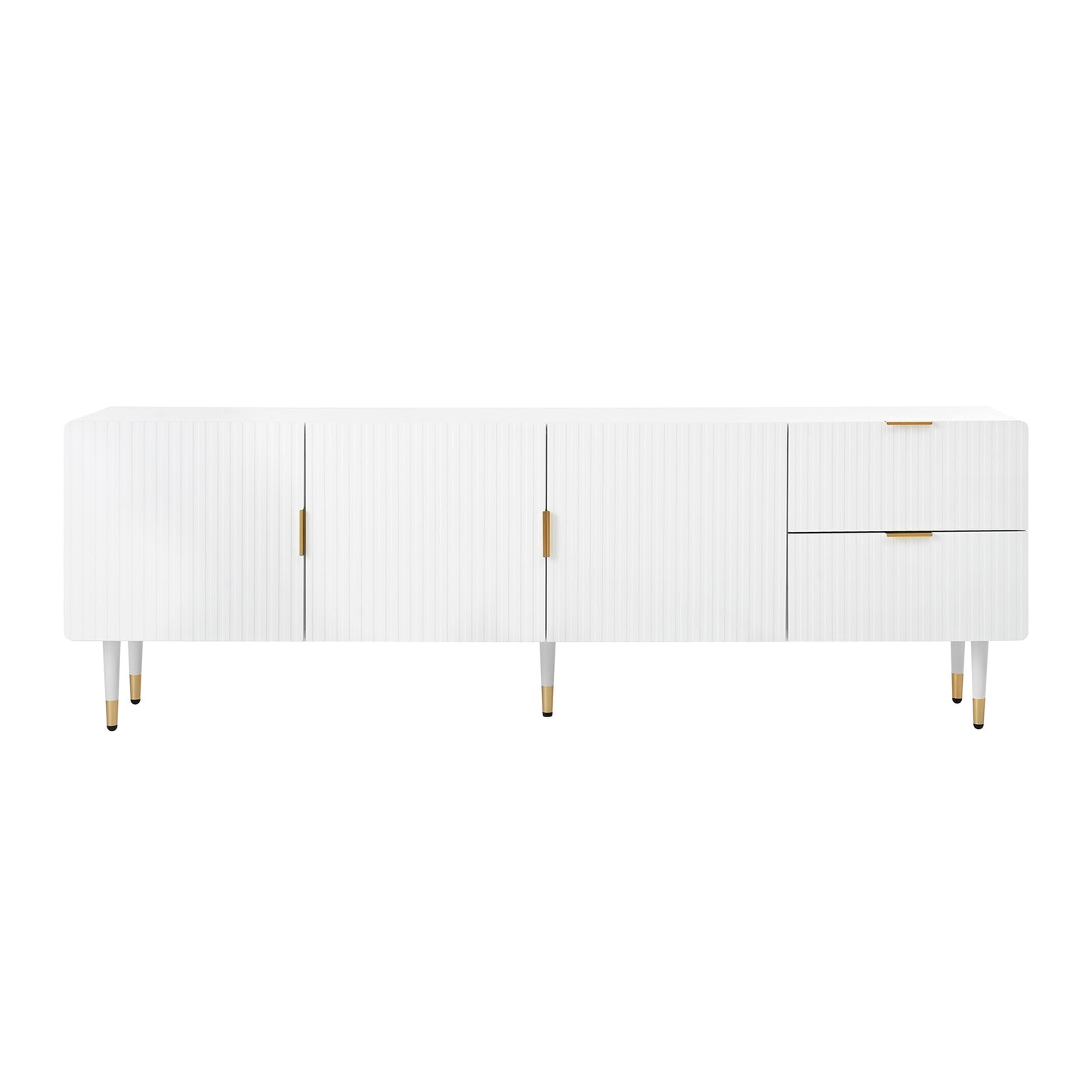 Tv-Meubel – Tv-Kast – Lowboard – Mediamöbel – Dressoir – Wit Met Gouden Accenten – 170x36x55 CM – Veel Opbergruimte Met Softclose Deuren
