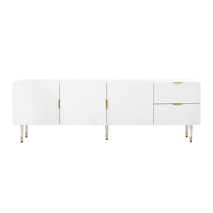 Tv-Meubel – Tv-Kast – Lowboard – Mediamöbel – Dressoir – Wit Met Gouden Accenten – 170x36x55 CM – Veel Opbergruimte Met Softclose Deuren