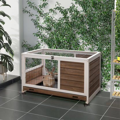 Konijnenhok – Kooien Voor Konijnen – Rabbit Hutch – Dierenverblijf – Knaagdierkooi – 2 Verdiepingen Met Wieltjes – Lockable Dak Met Schuiflade Chestnut
