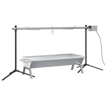 Automatische Houtskoolbarbecue – Elektrische BBQ – Grill – Houtskoolgrill – Buitenbarbecue – 207x45x83 cm – RVS Materiaal – Motor voor Automatisch Draaien