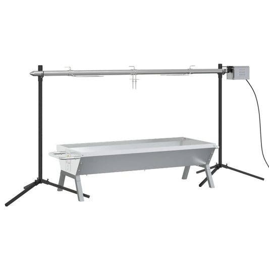 Automatische Houtskoolbarbecue – Elektrische BBQ – Grill – Houtskoolgrill – Buitenbarbecue – 207x45x83 cm – RVS Materiaal – Motor voor Automatisch Draaien