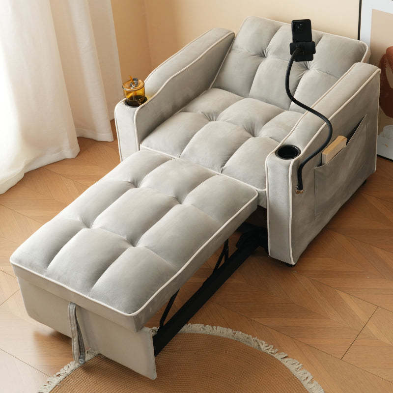 3-in-1 Uitschuifbare Sofa Bed – Slaapstoel – Fauteuil – Uitklapbed – 1-Persoonsbed – Ingebouwde Bekerhouders – Telefoonhouder – Compact 83x167x76 cm