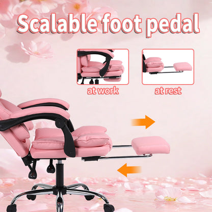 Gamingstoel – Gamestoel – Gaming Chair – Bureaustoel – Game Stoel – Verstelbaar – PU Leren Bekleding – Ergonomisch Comfort – Roze
