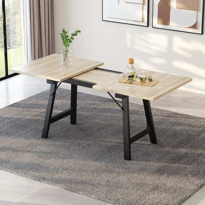 Wooden Telescopic Dining Table 140*180*80Cm, Telescopic Length Up to 180 Cm, Dining Table in Natural Color, Modern, Simple Style, High Strength Alloy Support, Suitable for 4-6 People