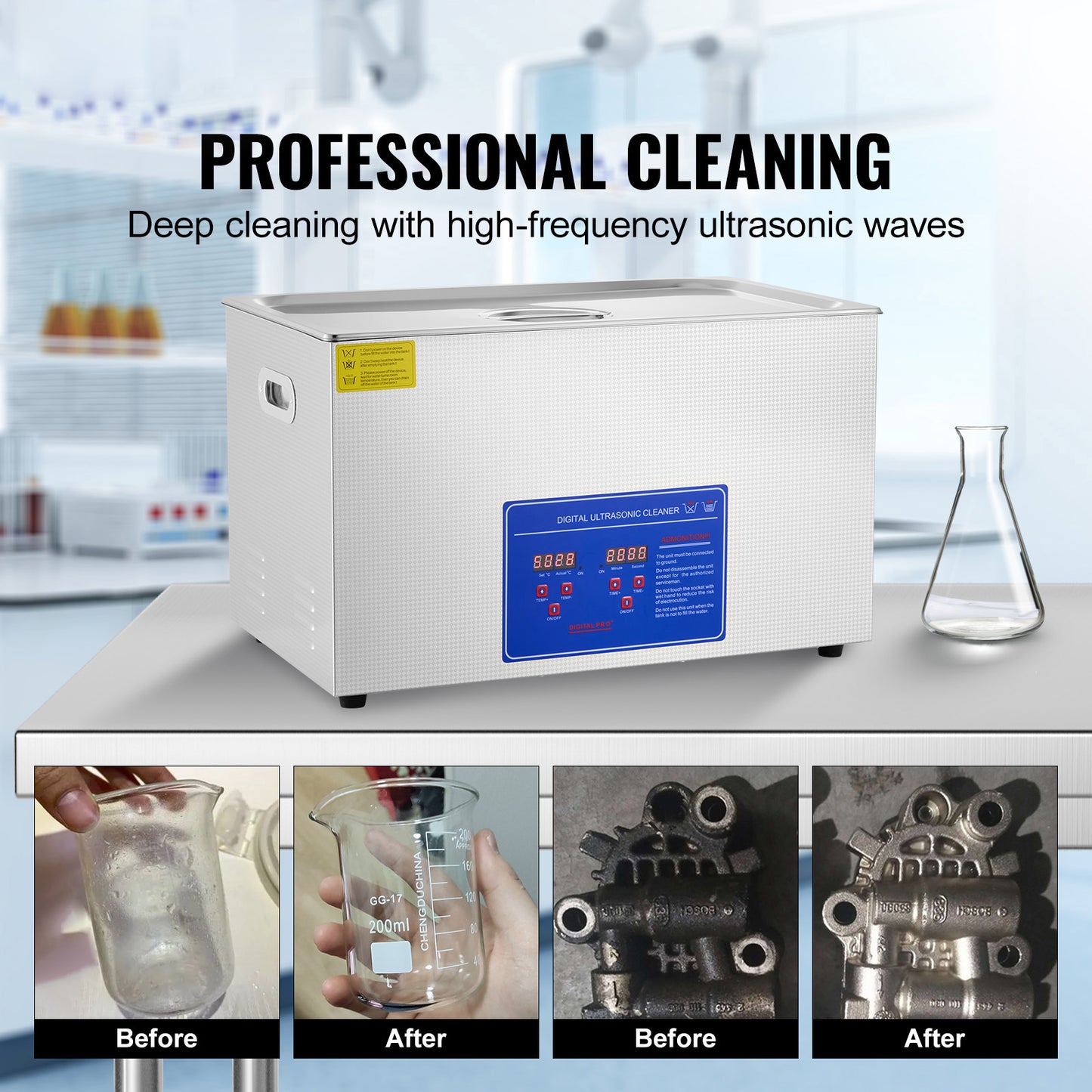 Ultrasone Reiniger TH-100A – Ultrasoon Schoonmaakapparaat – Ultrasoon Sieradenreiniger – Ultrasoon Vaatje – Ultrasoon Wasbak – 30 Liter Inhoud – Roestvrij Staal