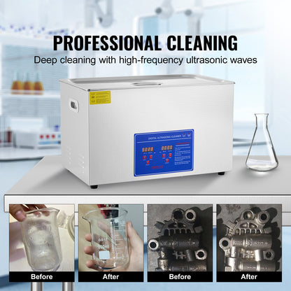 Ultrasone Reiniger TH-100A – Ultrasoon Schoonmaakapparaat – Ultrasoon Sieradenreiniger – Ultrasoon Vaatje – Ultrasoon Wasbak – 30 Liter Inhoud – Roestvrij Staal
